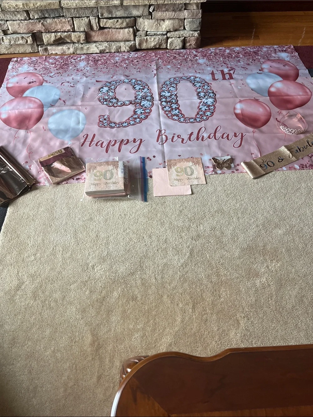 Happy 90th Birthday Rose Gold Backdrop and everything you need for party!